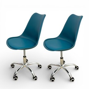 01 kit 2 cadeira para escritorio estofada com base giratoria icaro