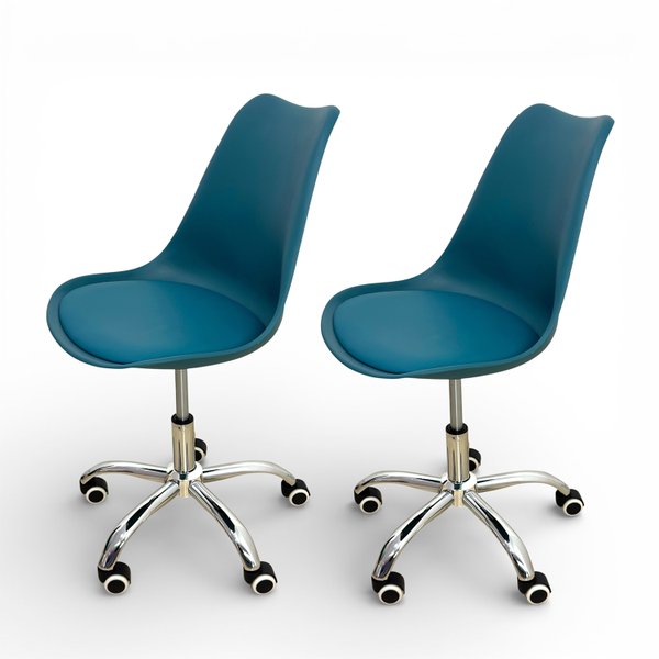 01 kit 2 cadeira para escritorio estofada com base giratoria icaro