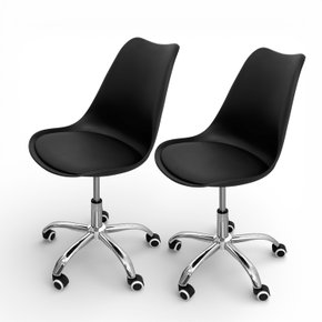 02 kit 2 cadeira para escritorio estofada com base giratoria icaro