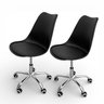 02 kit 2 cadeira para escritorio estofada com base giratoria icaro