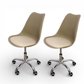 03 kit 2 cadeira para escritorio estofada com base giratoria icaro