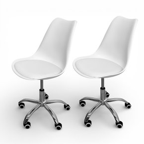 05 kit 2 cadeira para escritorio estofada com base giratoria icaro