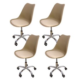02 kit 4 cadeira para escritorio estofada com base giratoria icaro