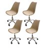 02 kit 4 cadeira para escritorio estofada com base giratoria icaro