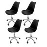 03 kit 4 cadeira para escritorio estofada com base giratoria icaro