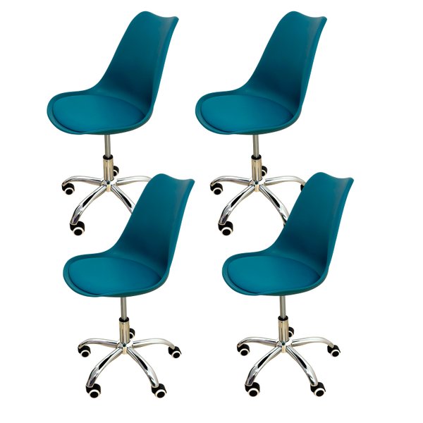 05 kit 4 cadeira para escritorio estofada com base giratoria icaro