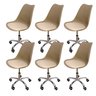02 kit 6 cadeira para escritorio estofada com base giratoria icaro