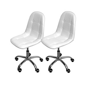 01 kit 2 cadeira para escritorio estofada com base giratoria botone