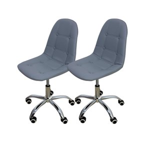 02 kit 2 cadeira para escritorio estofada com base giratoria botone