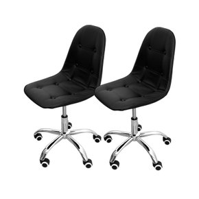 04 kit 2 cadeira para escritorio estofada com base giratoria botone