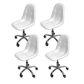 01 kit 4 cadeira para escritorio estofada com base giratoria botone
