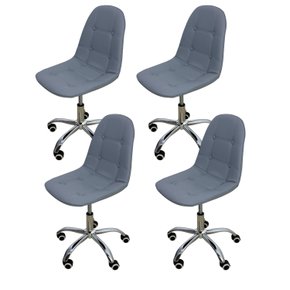 02 kit 4 cadeira para escritorio estofada com base giratoria botone