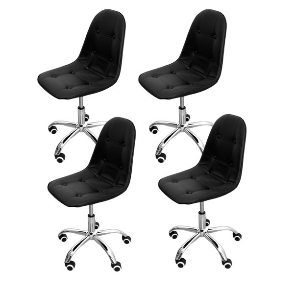 04 kit 4 cadeira para escritorio estofada com base giratoria botone