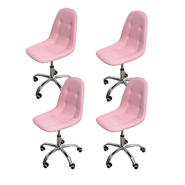 05 kit 4 cadeira para escritorio estofada com base giratoria botone