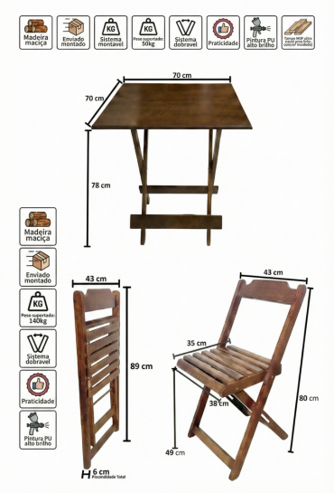 Medidas da mesa e cadeira para celular