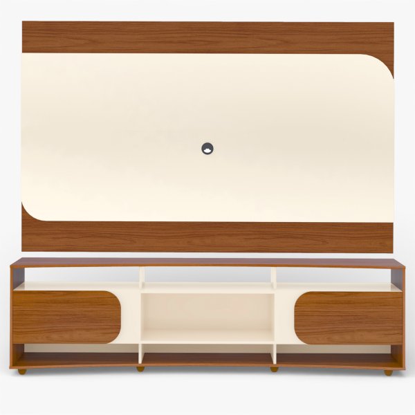 05 sala de estar completa rack painel buffet mesa centro e apoio elegance cedro off white