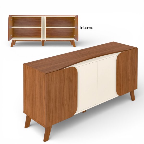 07 sala de estar completa rack painel buffet mesa centro e apoio elegance cedro off white