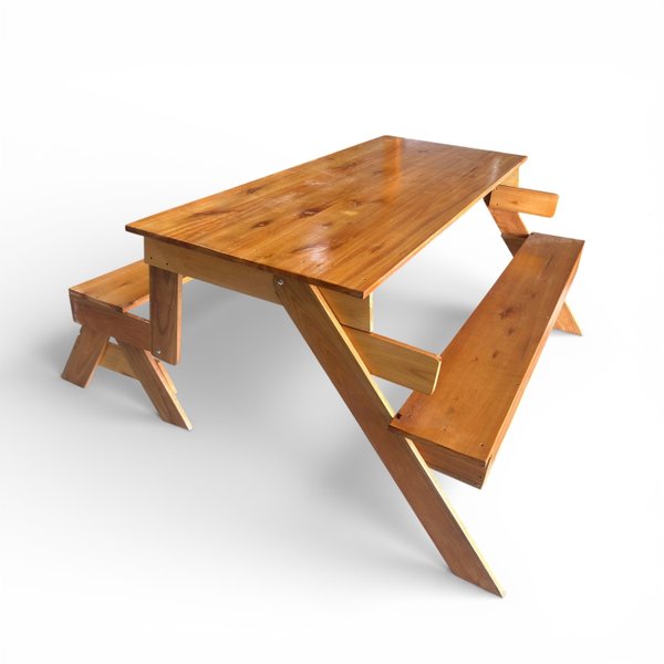 06 banco de madeira que vira mesa 6 lugares