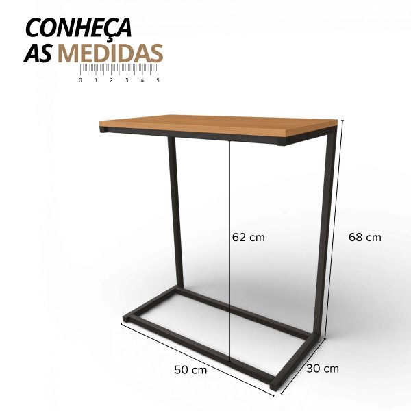 16 mesa apoio lateral sofa vintage aco e madeira