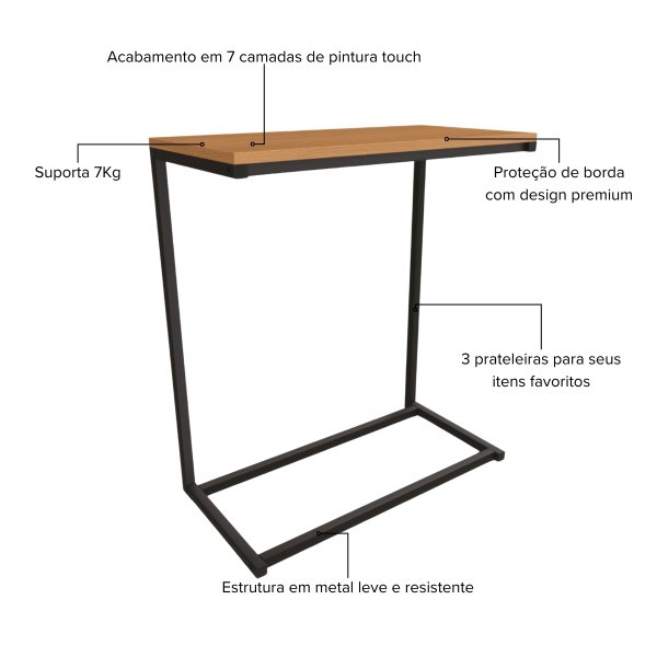 17 mesa apoio lateral sofa vintage aco e madeira