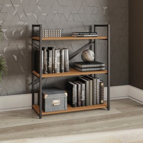 33 estante industrial metal e madeira organizador baixo 85x72cm