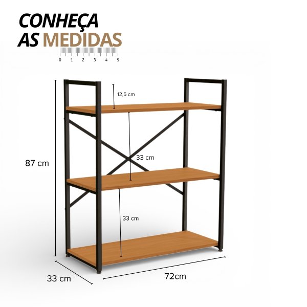 34 estante industrial metal e madeira organizador baixo 85x72cm