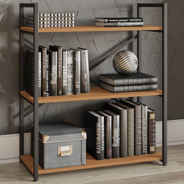 39 estante industrial metal e madeira organizador baixo 85x72cm