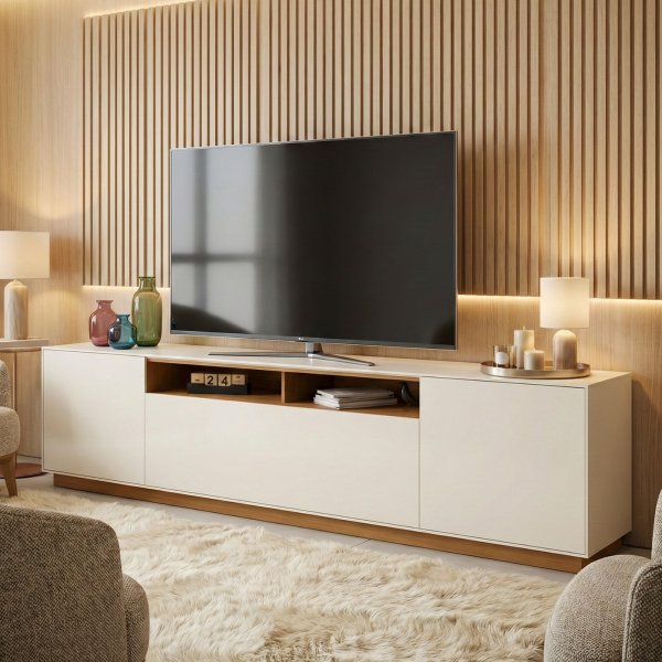 01 rack bancada buffet domus 220cm cinamomo off white