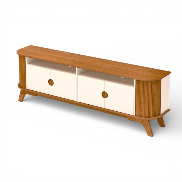 05 rack bancada vivaldi 2 0m p tv ate 80 pol 4 portas design canelado curvo