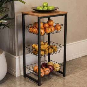 01 fruteira industrial com tampo e 3 cestos canela preto fosco